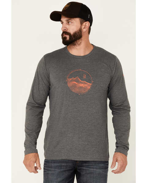 Columbia Men's Heather Gray Tech Trail Graphic Long Sleeve T-Shirt , Grey, hi-res