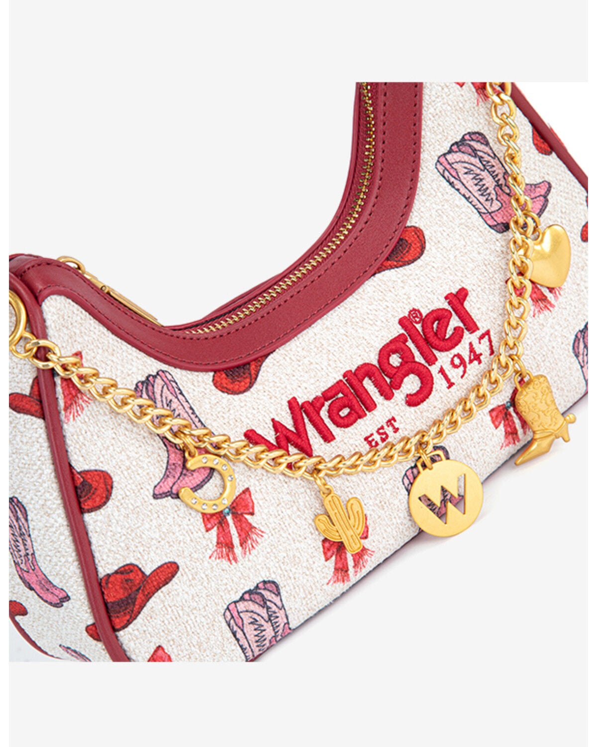 Image #2 - Wrangler Women's Rodeo Icons Western Braided Handle Shoulder Bag, Pink, hi-res