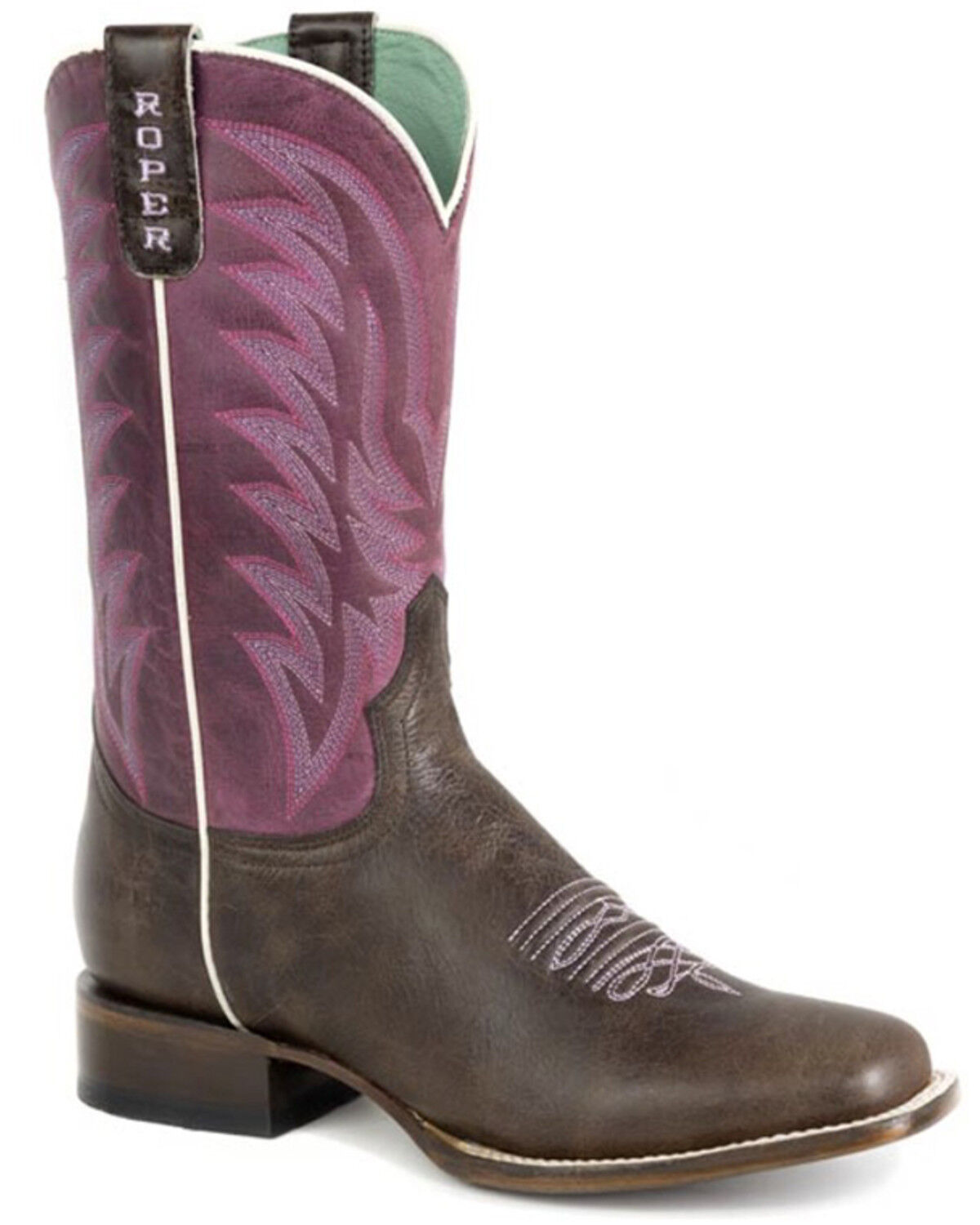 Image #1 - Roper Women's Cowgirl Western Boots - Broad Square Toe, Brown, hi-res