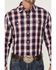 Resistol Men's Atlantis Ombre Plaid Long Sleeve Button Down Western Shirt , Navy, hi-res