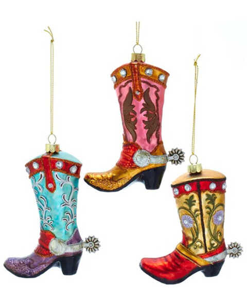 Kurt Adler Noble Gems™ Glass Cowboy Boot Ornaments - 3 Piece , Multi, hi-res