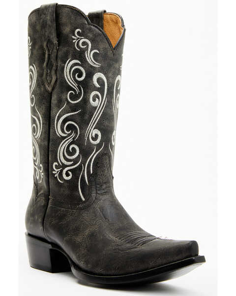 Moonshine Spirit Men's Clover Black Western Boots - Snip Toe , Black, hi-res