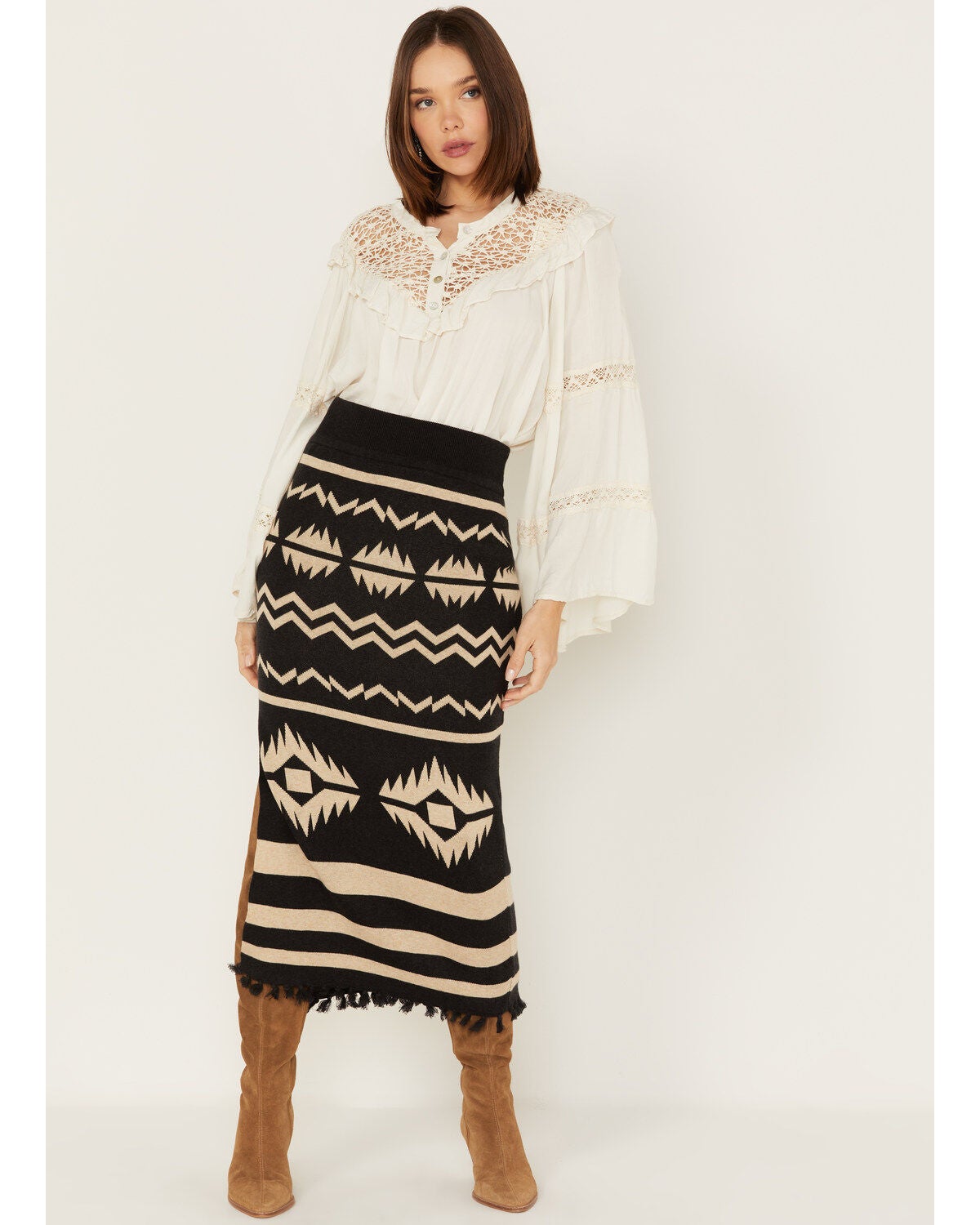 Tasha Polizzi Women's Southwestern Knit Sherwood Midi Sweater Skirt