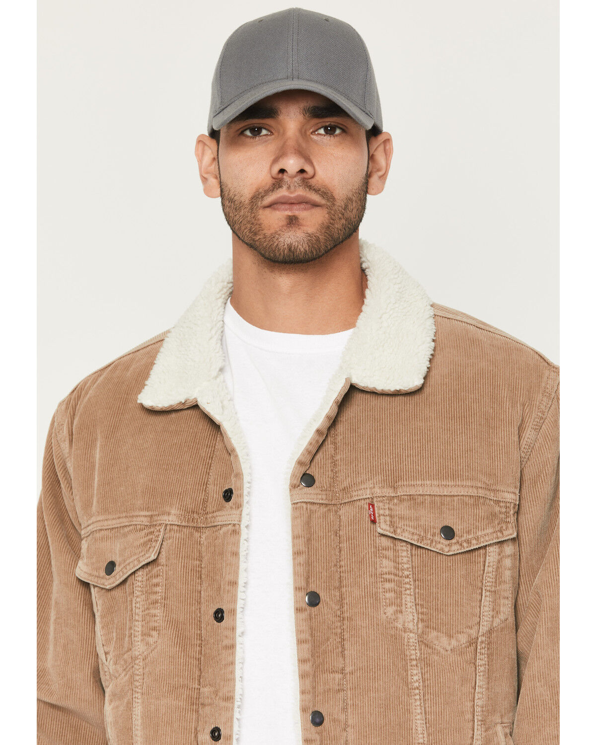 Image #2 - Levi's Men's Corduroy Sherpa Lined Snap Trucker Jacket, Tan, hi-res