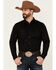 Image #1 - Cody James Men's Solid Treadstone Long Sleeve Pearl Snap Western Shirt, Black, hi-res
