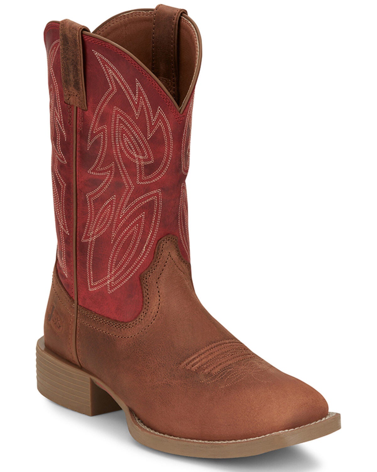 Justin Men's 11" Stampede Canter Western Boots - Broad Square Toe, Cognac, hi-res