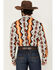 Image #4 - Wrangler Men's Checotah Southwestern Print Long Sleeve Snap Western Shirt - Big, Orange, hi-res
