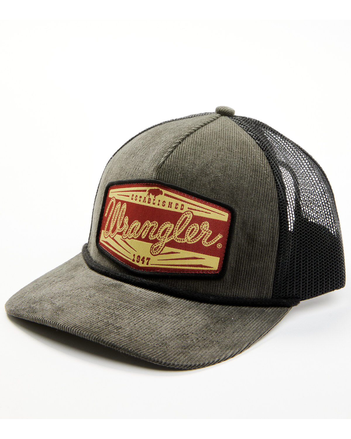 Image #1 - Boot Barn X Wrangler Men's Corduroy Baseball Cap, Olive, hi-res