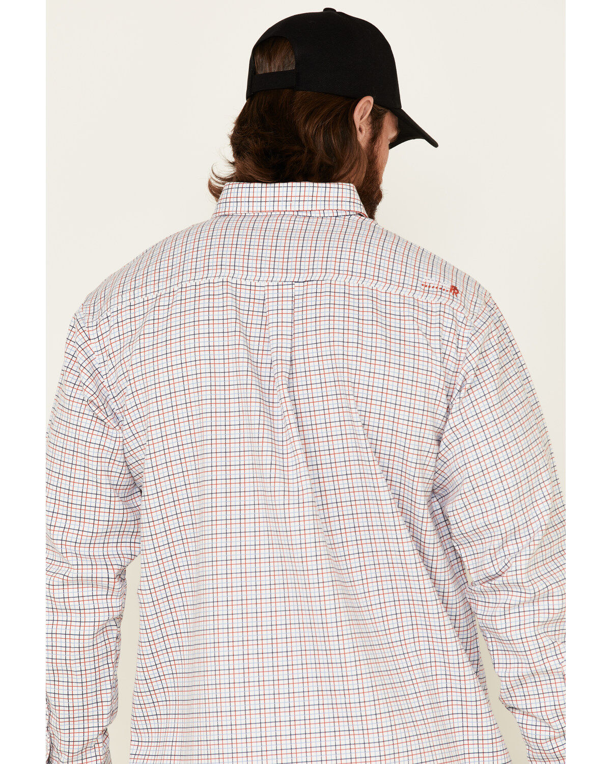 Image #5 - Ariat Men's FR Gauge Plaid Print Long Sleeve Button Down Work Shirt, White, hi-res