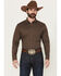 Image #1 - Cody James Men's Sebastian Geo Print Long Sleeve Button-Down Stretch Western Shirt, Dark Brown, hi-res