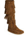 Minnetonka Fringed Suede Leather Boots, Dusty Brn, hi-res