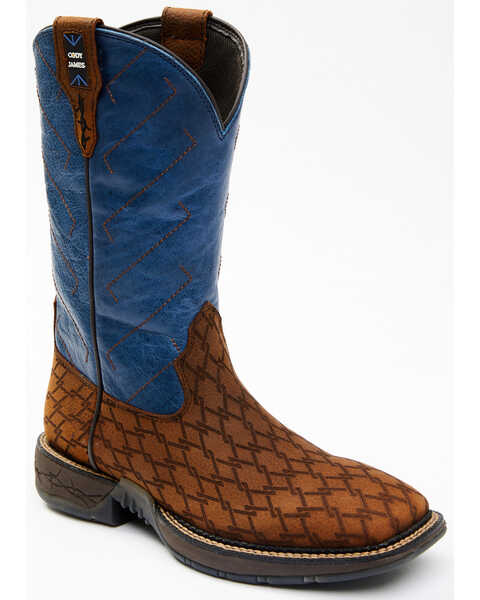 Brothers and Sons Men's Lite Performance Western Boots - Broad Square Toe, Blue, hi-res
