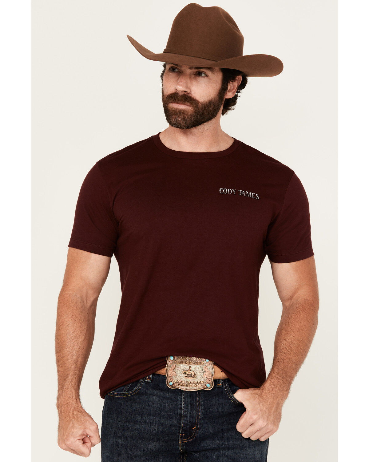 Image #2 - Cody James Men's Wanted Paper Short Sleeve Graphic T-Shirt, Burgundy, hi-res