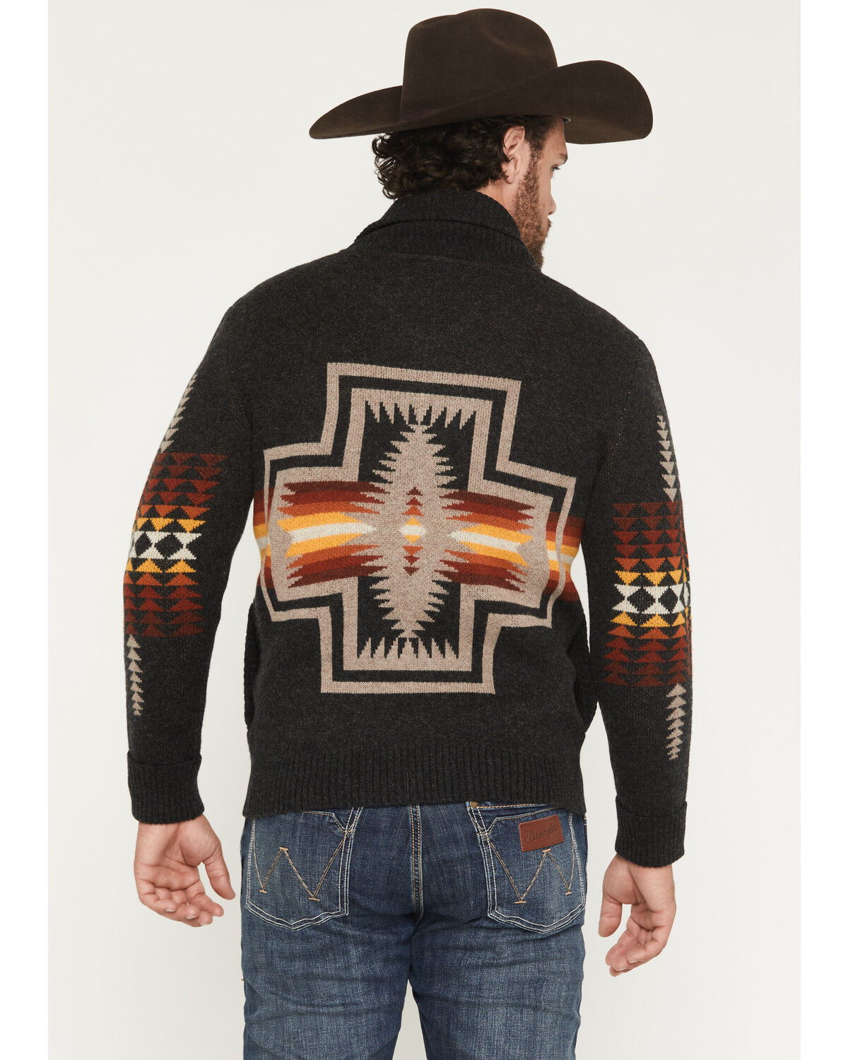 Image #4 - Pendleton Men's Harding Oxford Printed Zip Cardigan, Black, hi-res