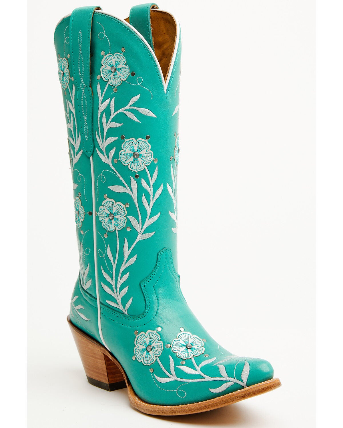 Ariat Women's Romance Floral Embroidered Tall Western Boots - Round Toe, Turquoise, hi-res