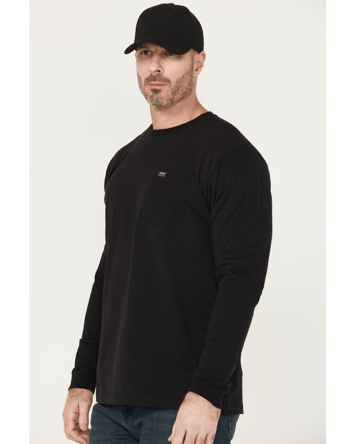 Image #3 - Ariat Men's Rebar Cotton Strong Hardhead Long Sleeve T-Shirt, Black, hi-res