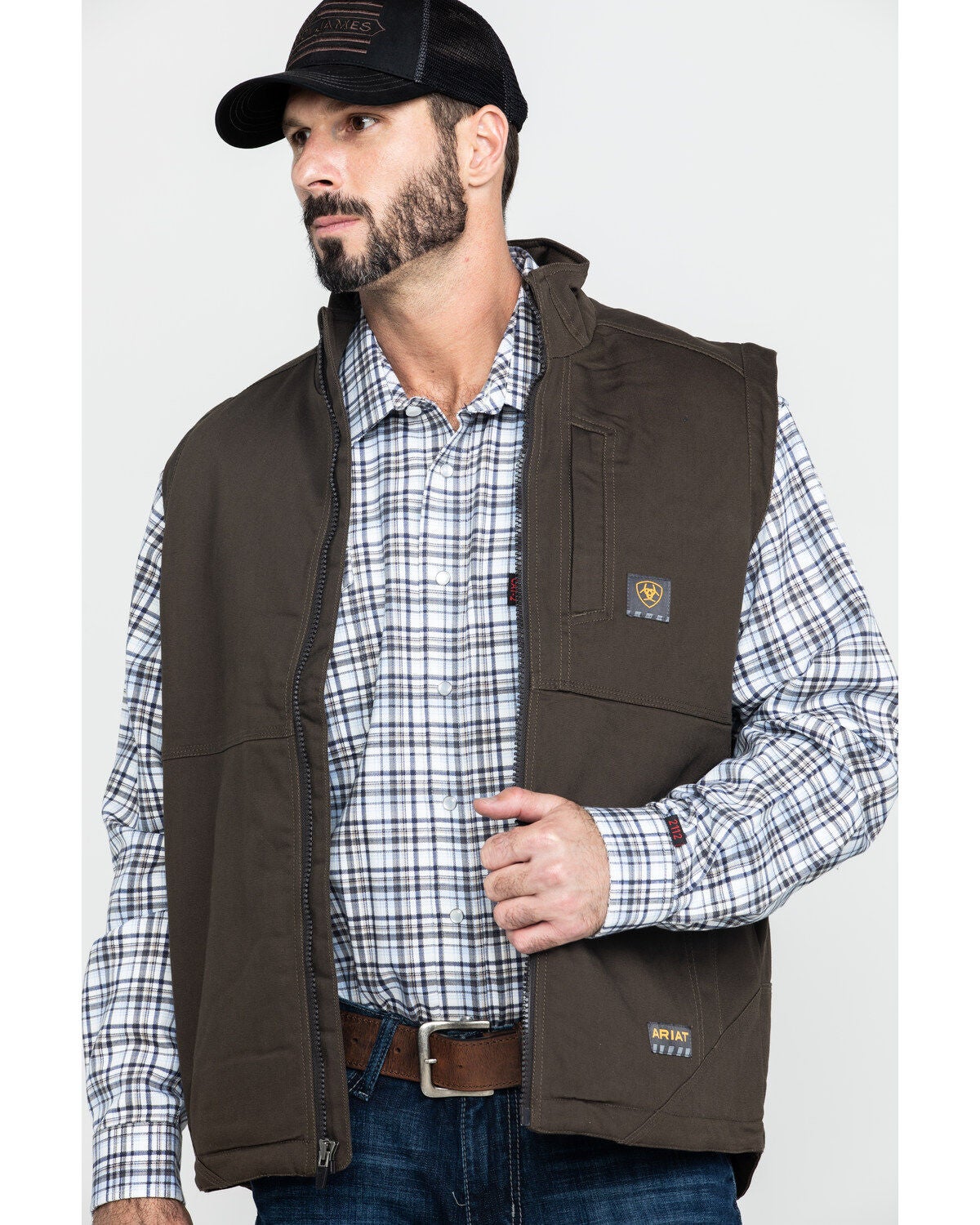 Ariat Men's Wren Rebar Duracanvas Work Vest, Loden, hi-res
