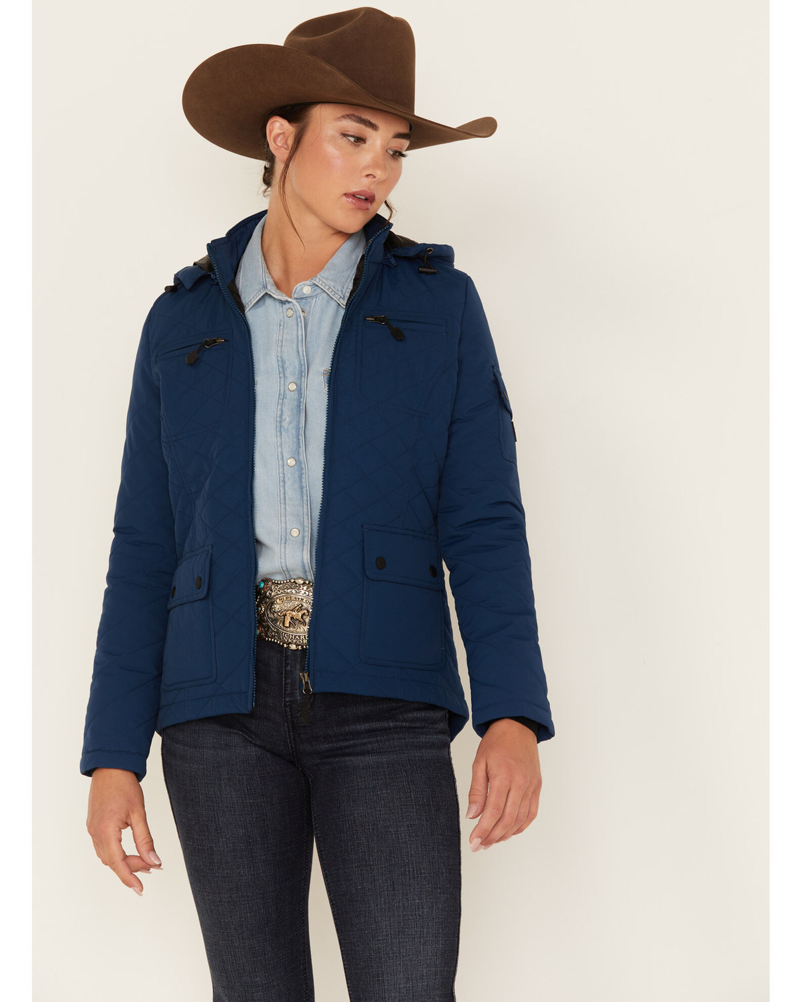 Womens navy sales quilted coat