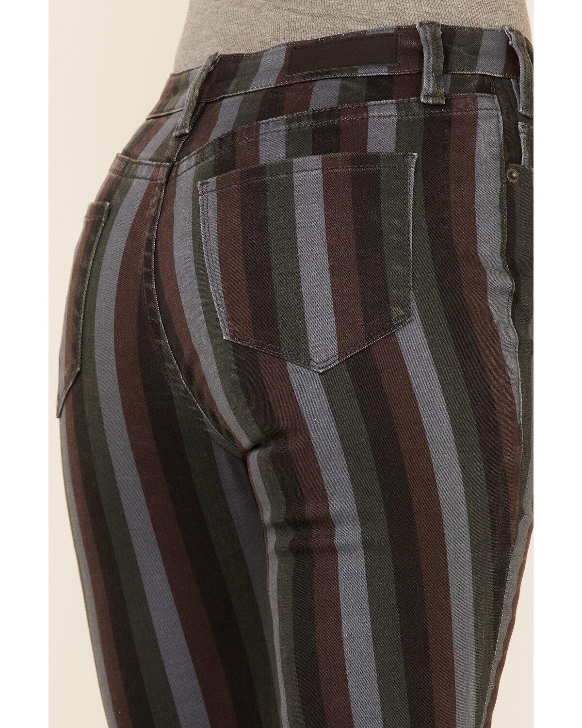 Image #3 - Rock & Roll Denim Women's Striped High Rise Stretch Flare Jeans, Multi, hi-res