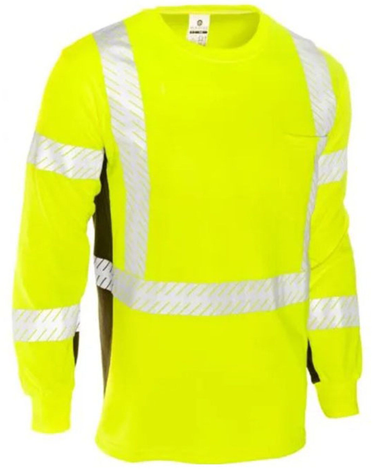 Image #1 - Kishigo Men's FR Hi-Vis Long Sleeve Work Pocket T-Shirt, Bright Green, hi-res