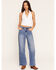 Image #1 - Rodeo Quincy X Boot Barn Women's Buffalo Billie Light Wash High Rise Concho Wide Leg Stretch Denim Jeans, Light Wash, hi-res