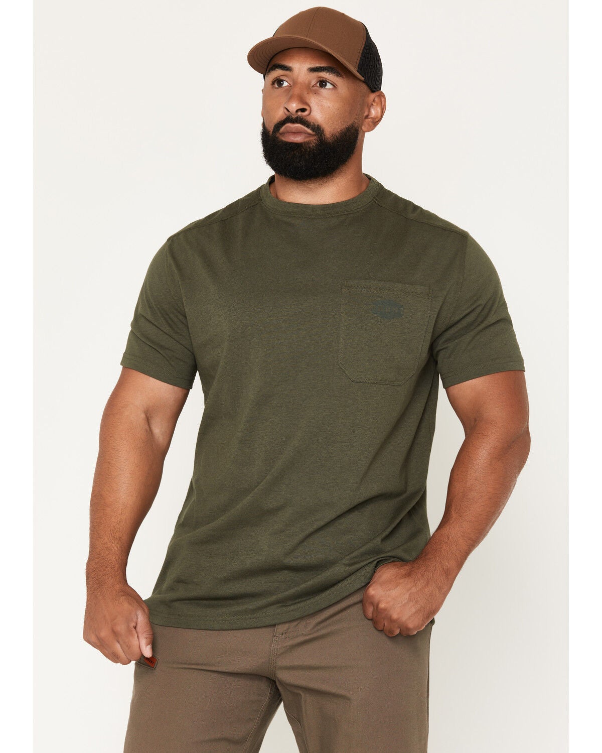 Brunt Workwear Men's The Martin Short Sleeve Pocket T-Shirt, Olive, hi-res
