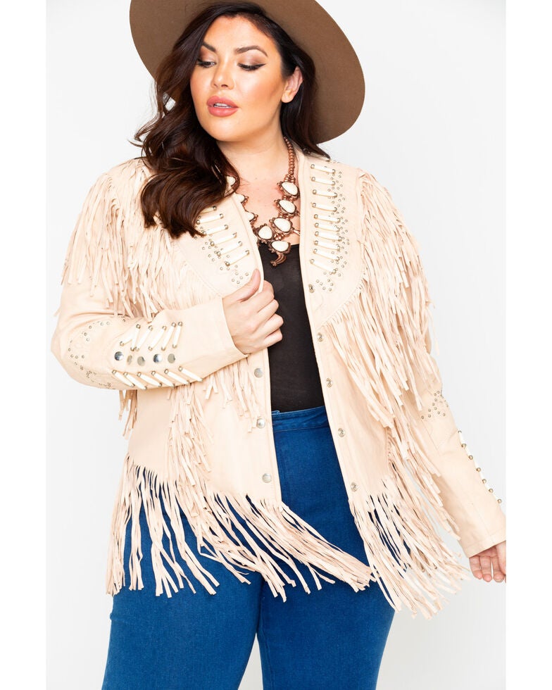 Plus Size Black Leather Jacket Fringe Photos