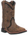 Dan Post Girls' Posey Floral Inlay Western Boots - Broad Square Toe, Honey, hi-res