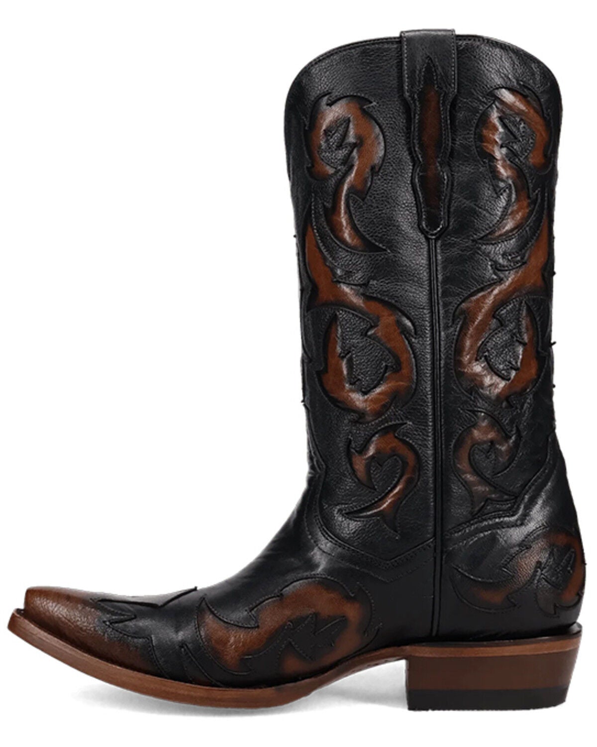 Image #3 - Dan Post Men's Tularosa Inlay Tall Western Boots - Snip Toe, Black, hi-res