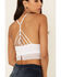 Fornia Women's Caged Back High Neck Crochet Bralette Tank Top, White, hi-res