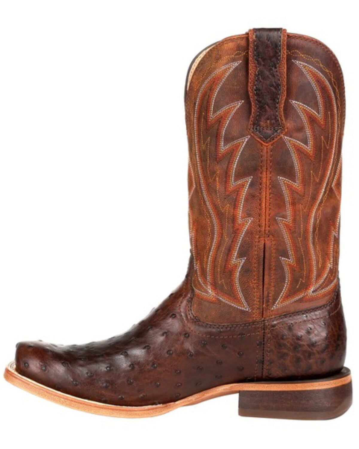 Image #3 - Durango Men's Chestnut Full-Quill Ostrich Western Boots - Square Toe, , hi-res