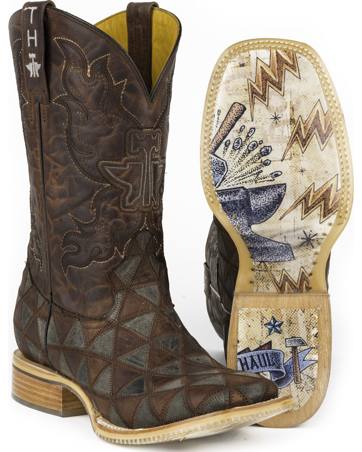 Image #1 - Tin Haul Men's Triangles Western Boots - Square Toe, Brown, hi-res