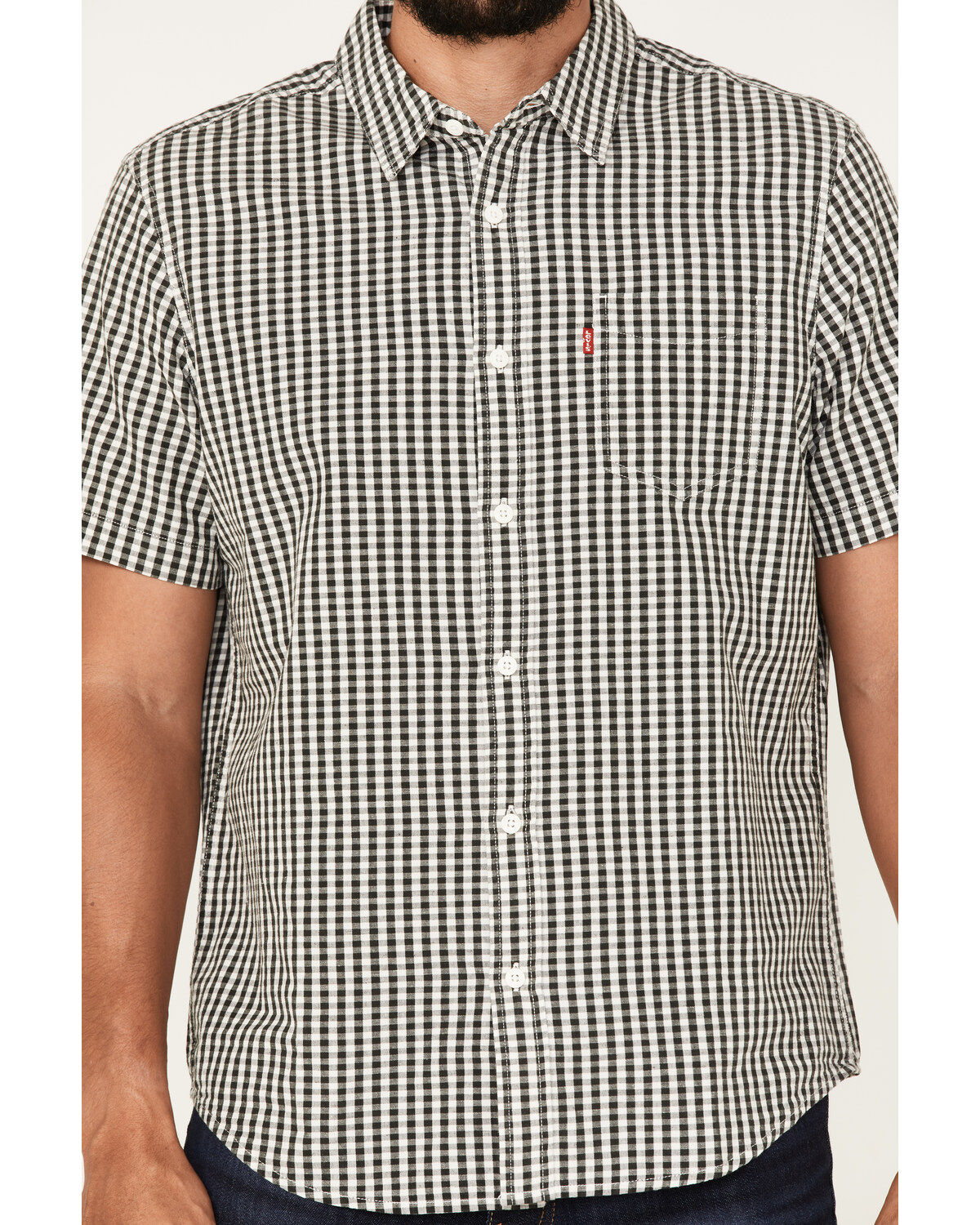 Image #3 - Levi's Men's Classic 1 Pocket Checker Short Sleeve Button Down Shirt, Navy, hi-res