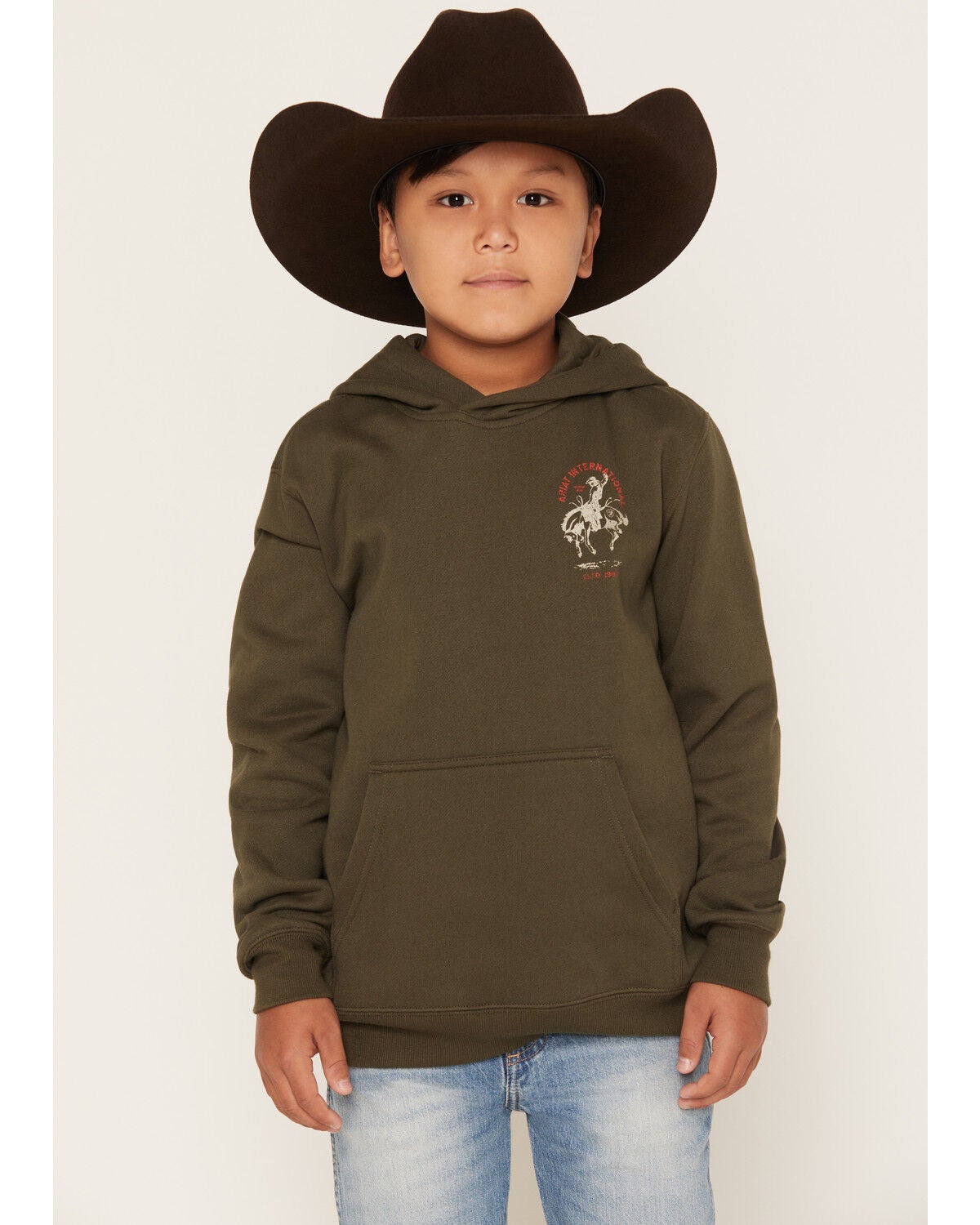 Ariat Boys' Rodeo Logo Graphic Hooded Sweatshirt, Green, hi-res