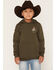 Image #1 - Ariat Boys' Rodeo Logo Graphic Hooded Sweatshirt, Green, hi-res
