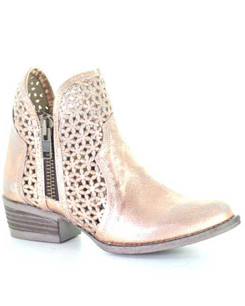 Image #1 - Circle G Women's Cut Out Fashion Booties - Round Toe, Gold, hi-res