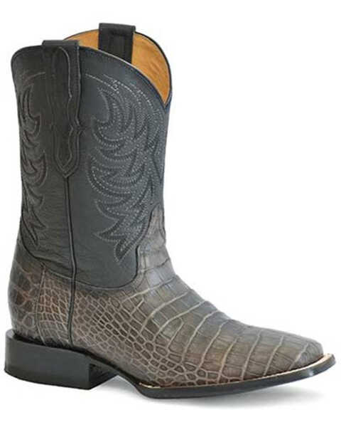 Image #1 - Stetson Men's Aces Exotic Alligator Western Boots - Broad Square Toe, Grey, hi-res