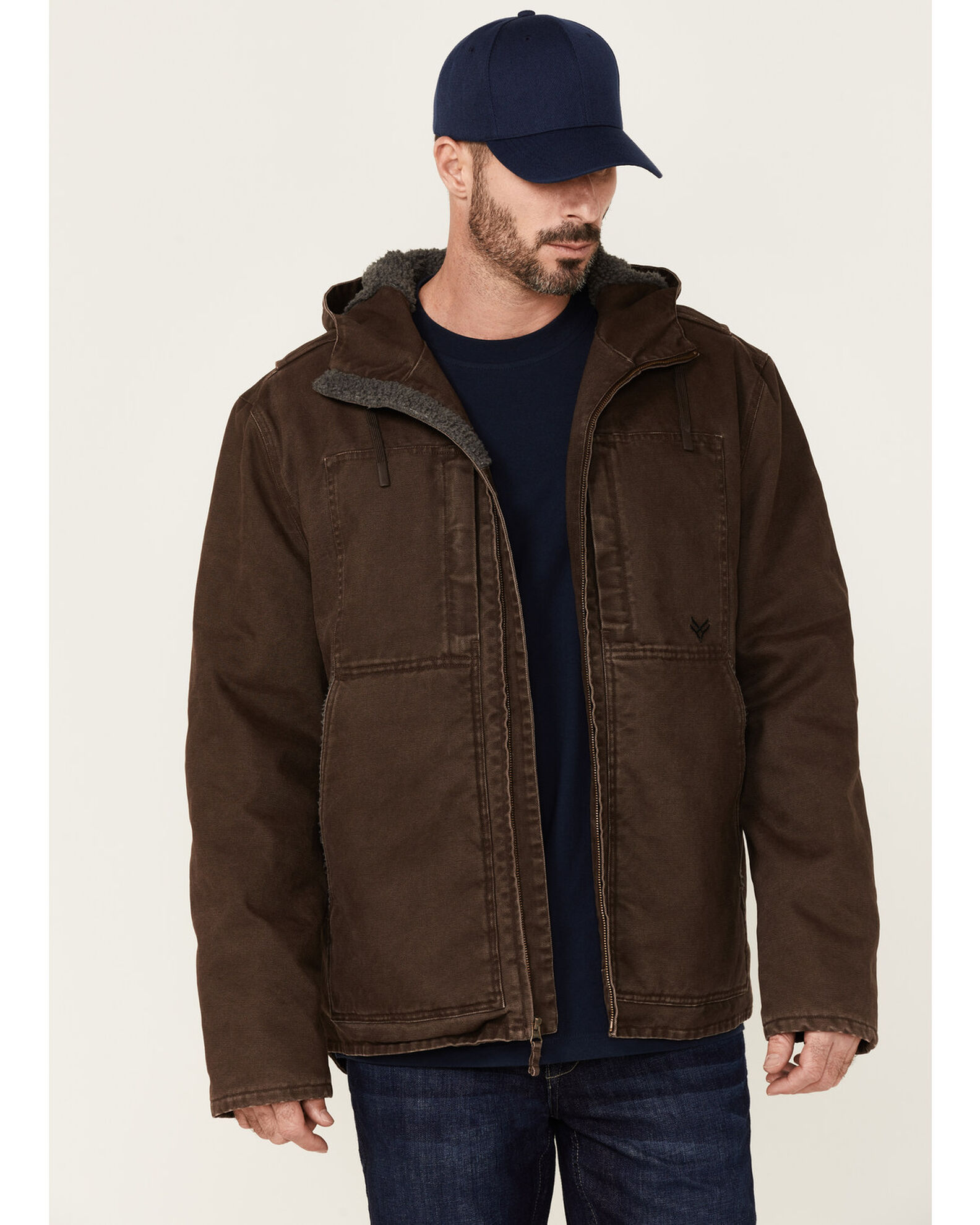 Hawx Men s Brown Castile Weathered Duck Hooded Zip Front Insulated Work Jacket