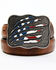Cody James Boys' American Slash Rectangular Buckle Belt, Brown, hi-res
