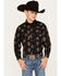 Image #1 - Rock & Roll Denim Boys' Dale Brisby Flame Steer Head Long Sleeve Snap Western Shirt, Black, hi-res