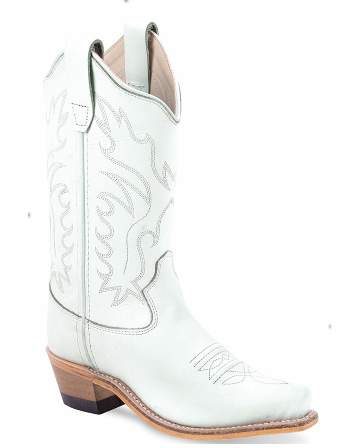Old West Little Girls' Western Boots - Snip Toe, White, hi-res
