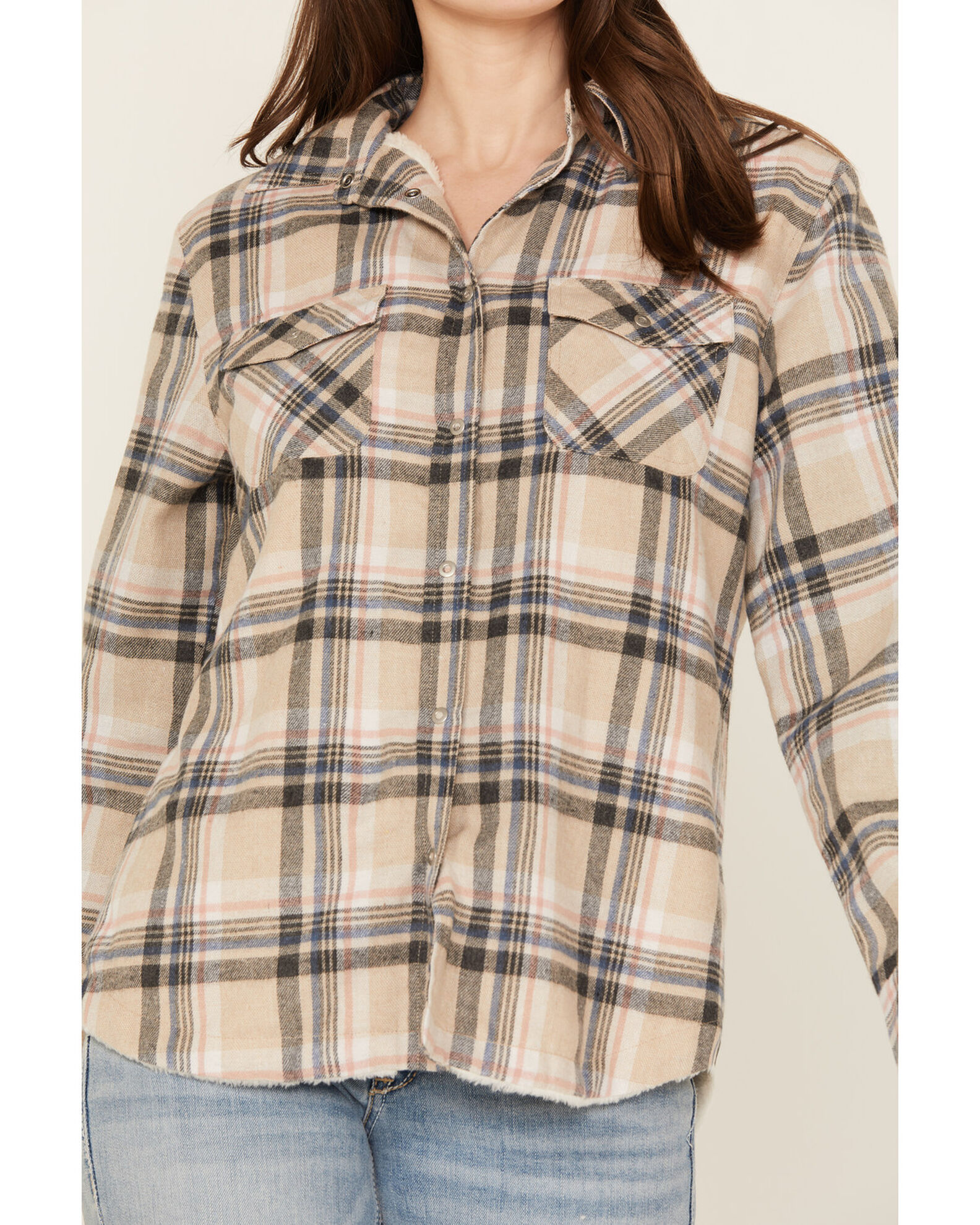 Product Name Stillwater Supply Women s Plaid Print Sherpa Lined Shacket