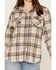Image #3 - Stillwater Supply Women's Plaid Print Sherpa Lined Shacket, Cream, hi-res