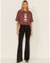 Wrangler Women's Yellowstone Horse Graphic Crop Tee, Burgundy, hi-res