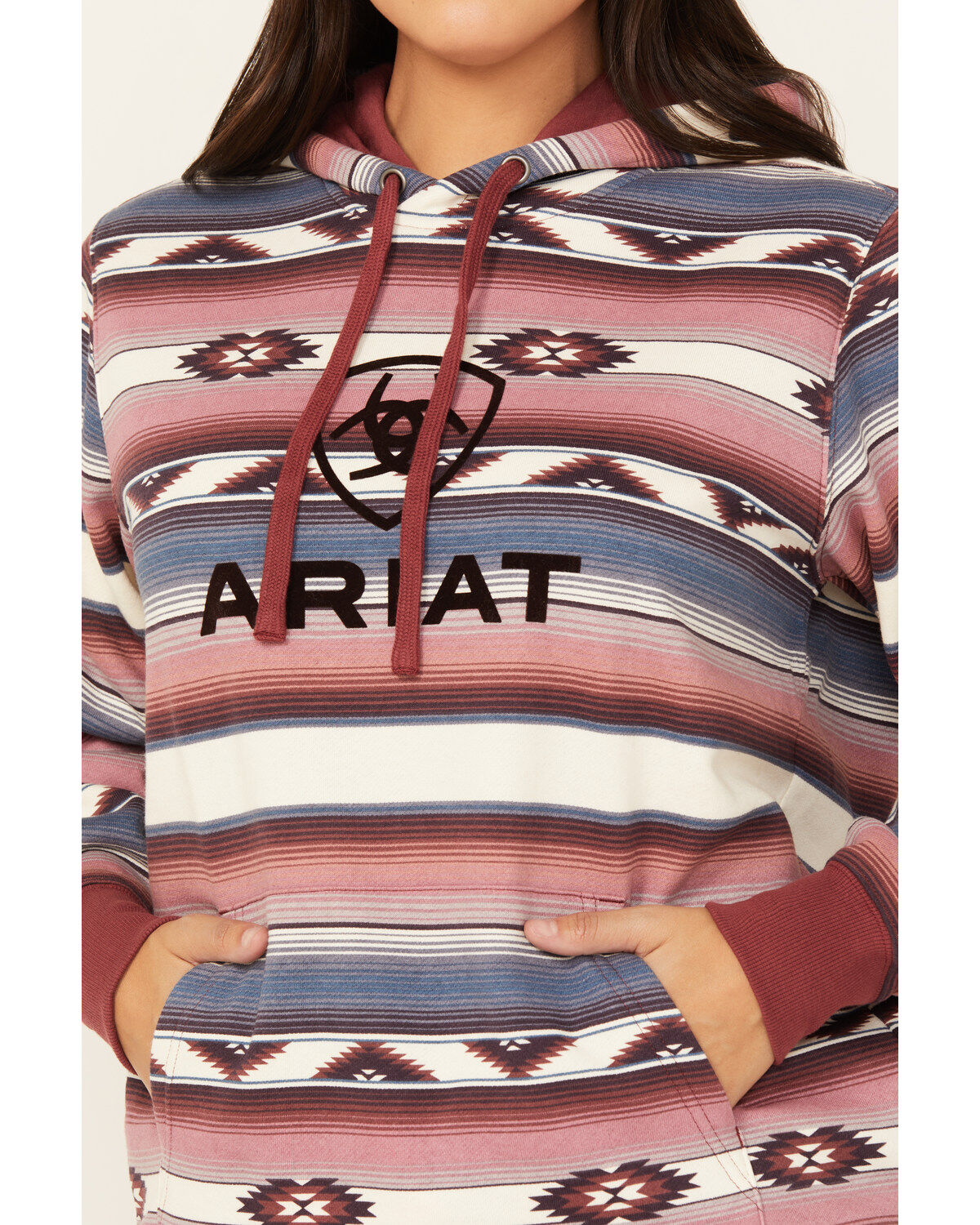 Image #3 - Ariat Women's Southwestern Brazil Print Logo Hoodie, Sand, hi-res
