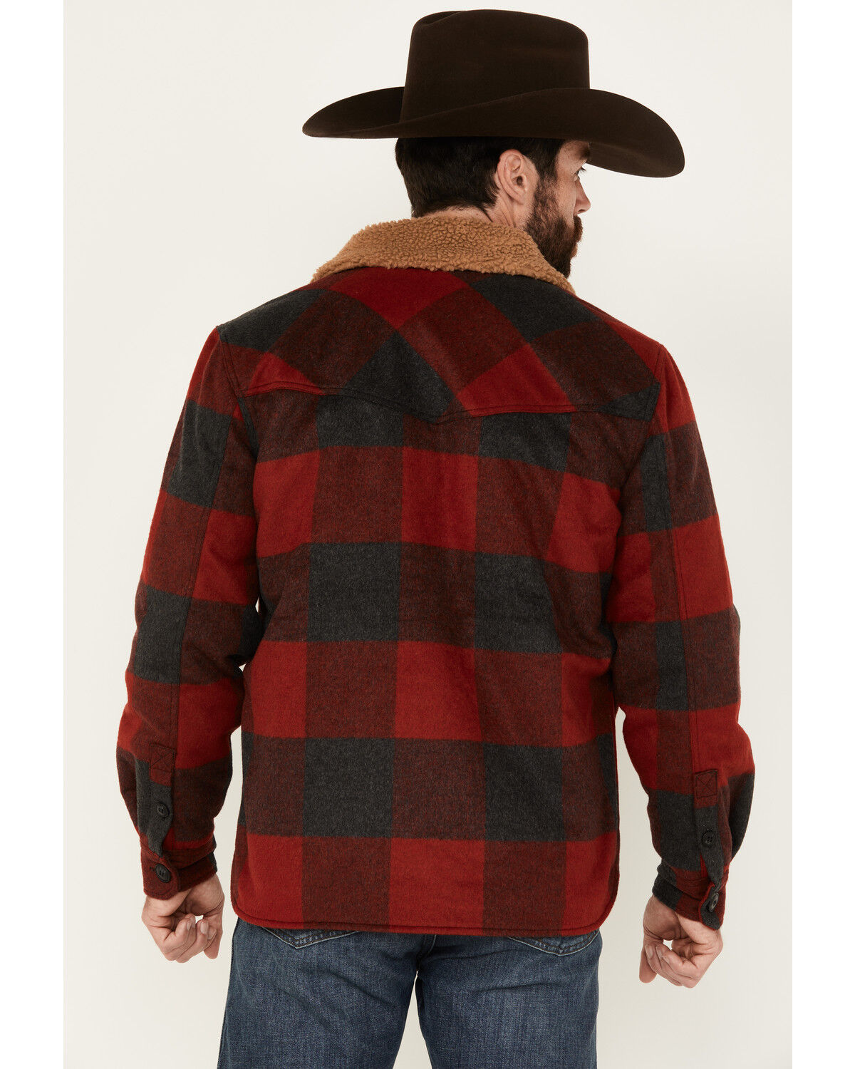Image #5 - Cody James Men's Plaid Print Button-Down Lumber Jack Wool Jacket, Red, hi-res