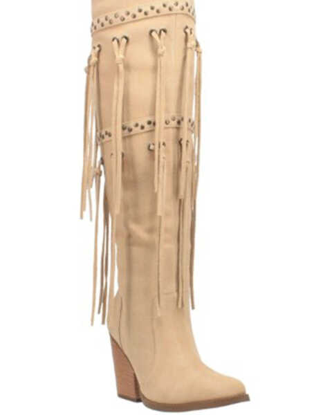 Dingo Women's Witchy Woman Fringe Tall Western Boots - Pointed Toe, Sand, hi-res