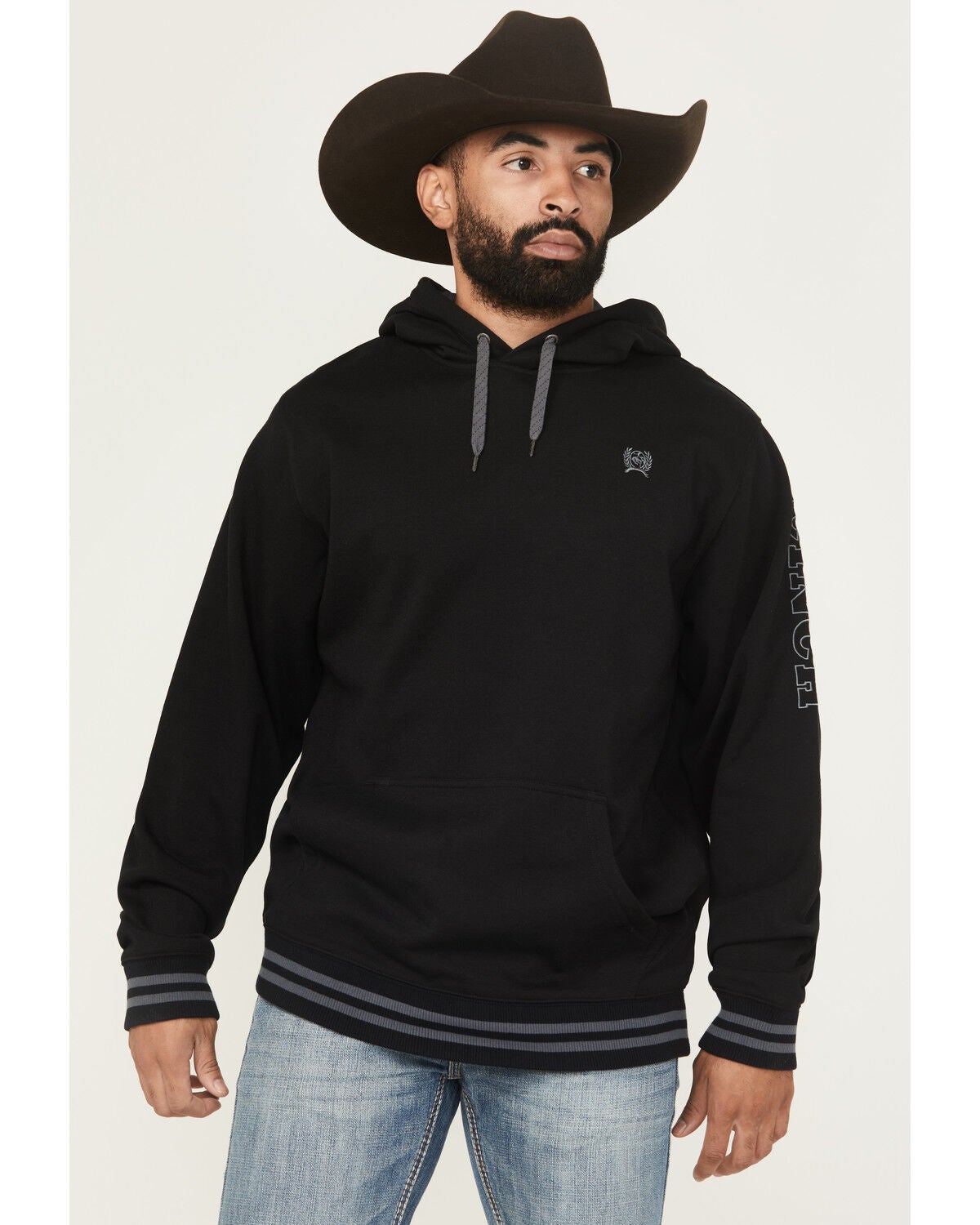 Cinch Men's Logo Hooded Sweatshirt, Black, hi-res