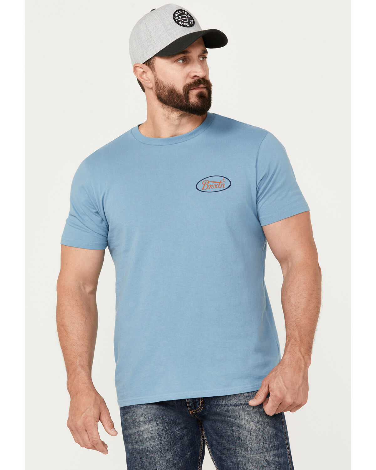 Image #1 - Brixton Men's Parsons Logo Short Sleeve Graphic T-Shirt, Blue, hi-res