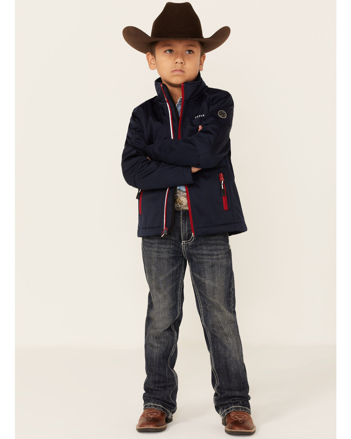 Image #2 - Roper Boys' Fleece Jacket, Navy, hi-res